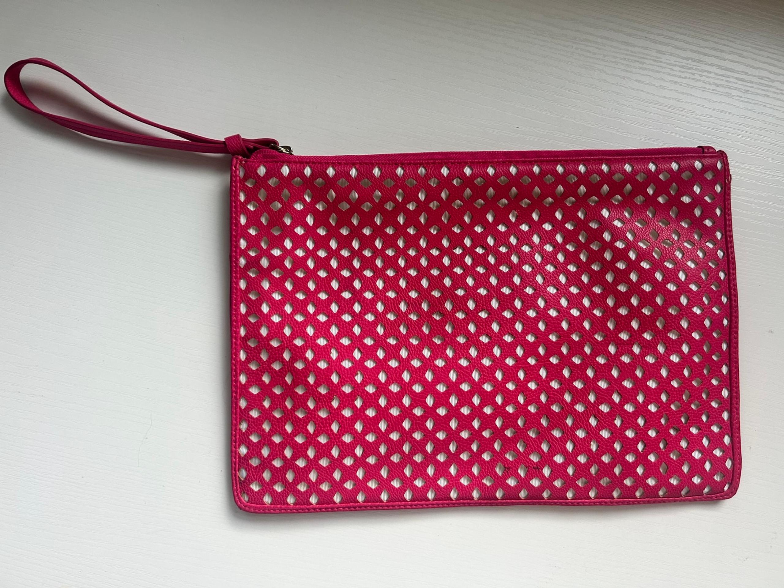Eloquii Pink Cut Out Oversized Clutch Purse Wrist Strap Bag