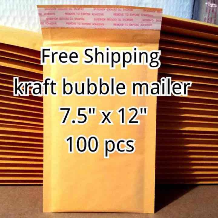100 pcs NEW 7.5 x12 Kraft Bubble Mailer