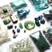 24 Jewelry making supply lot turquoise green black stone glass wood seed beads