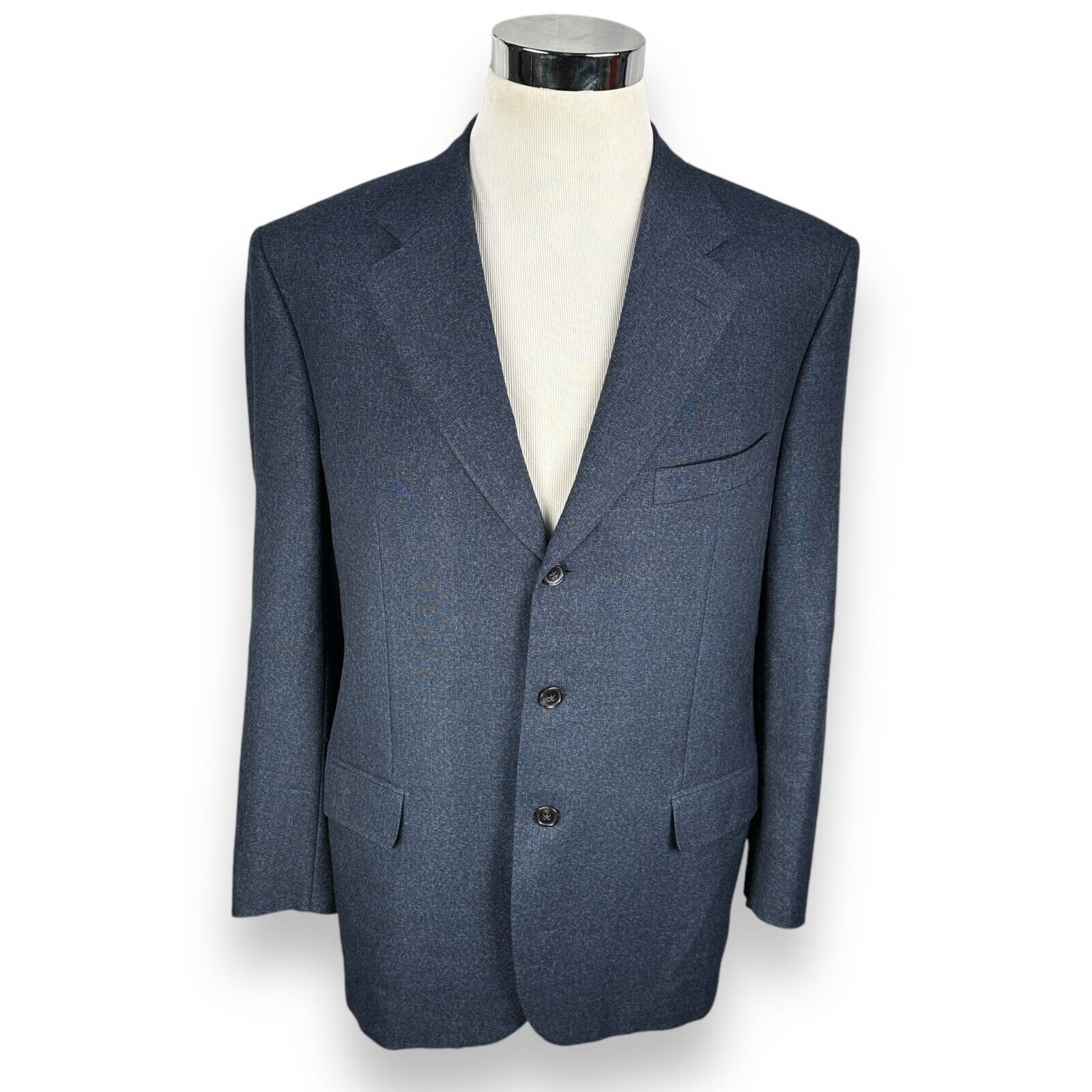 Ravazzolo x Loro Piana Fabric Blazer Jacket Men's US 46R Blue Speckled Wool