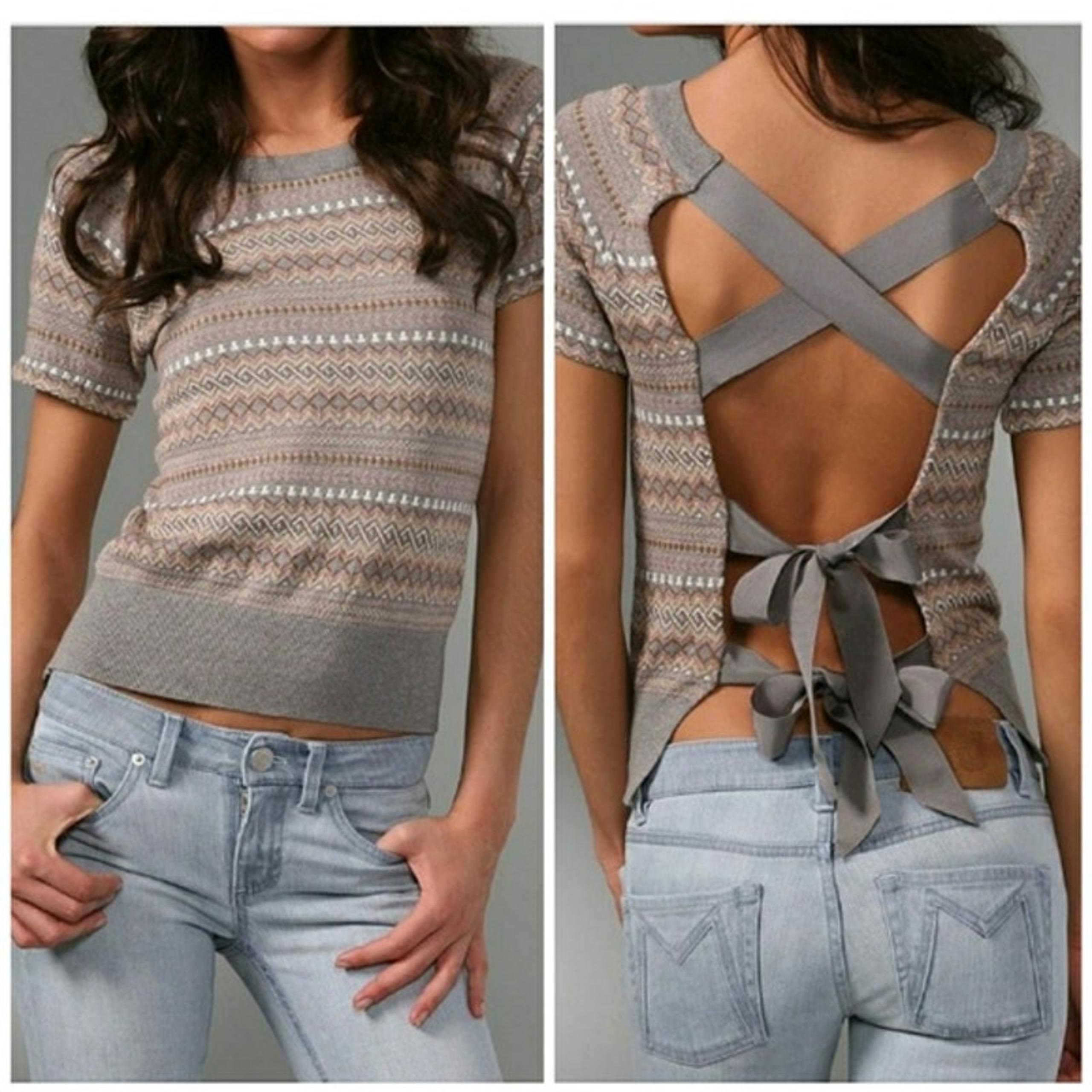 Marc by Marc Jacobs Crew Neck Criss Cross Tie Back Janet Jacquard Sweater Size S