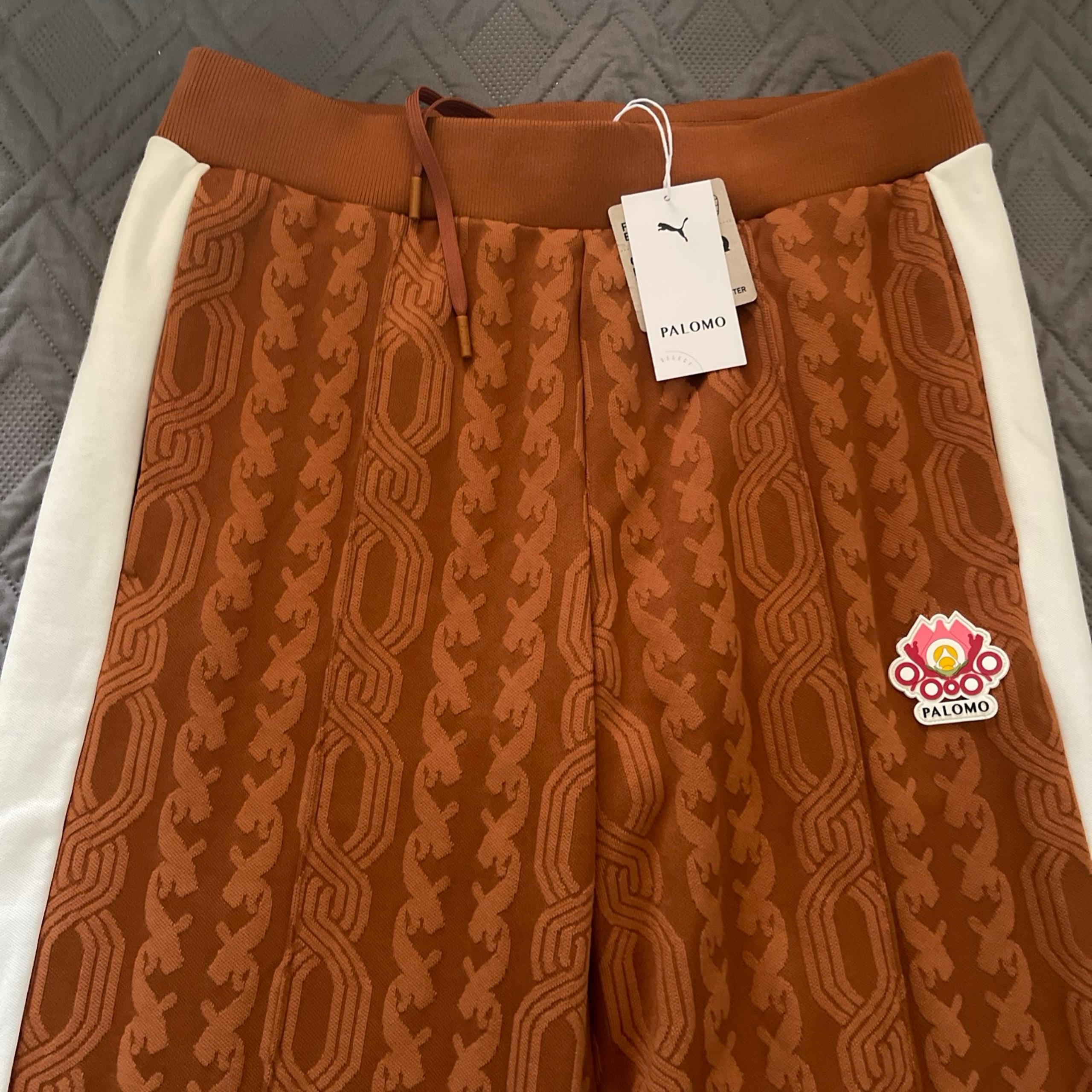 NWT PUMA Palomo X T7 Logo Pants Mens Brown Casual Athletic Bottoms 62556381 L