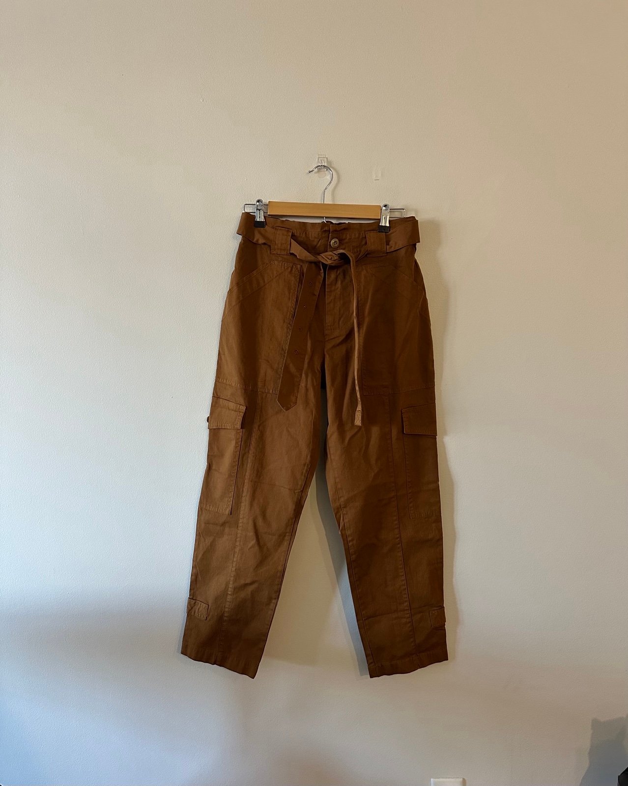 NEW ALEX MILL Expedition Cotton Belted Cargo Pants Russet Brown 4  New with tags