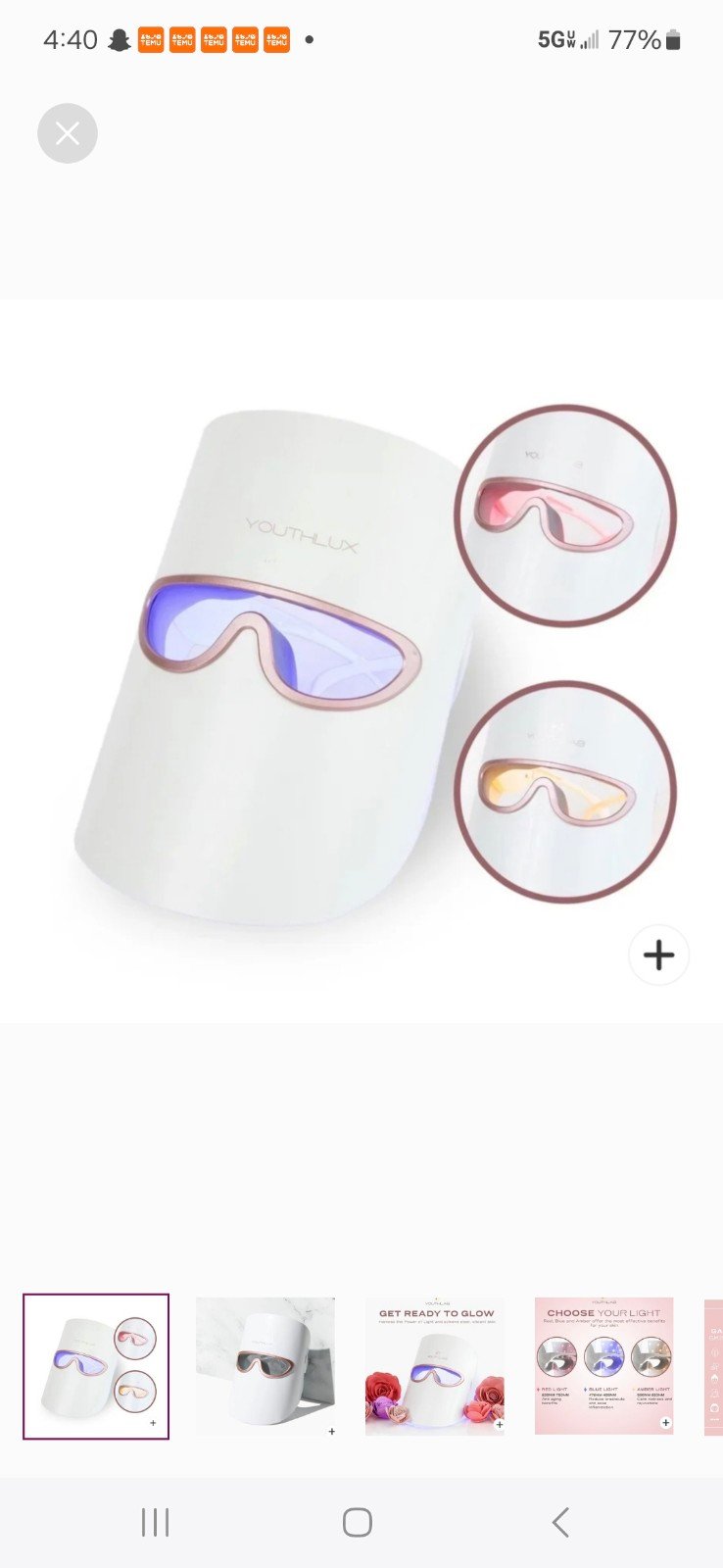 NIB YOUTHLUX Aura Light LED Light Facial Mask