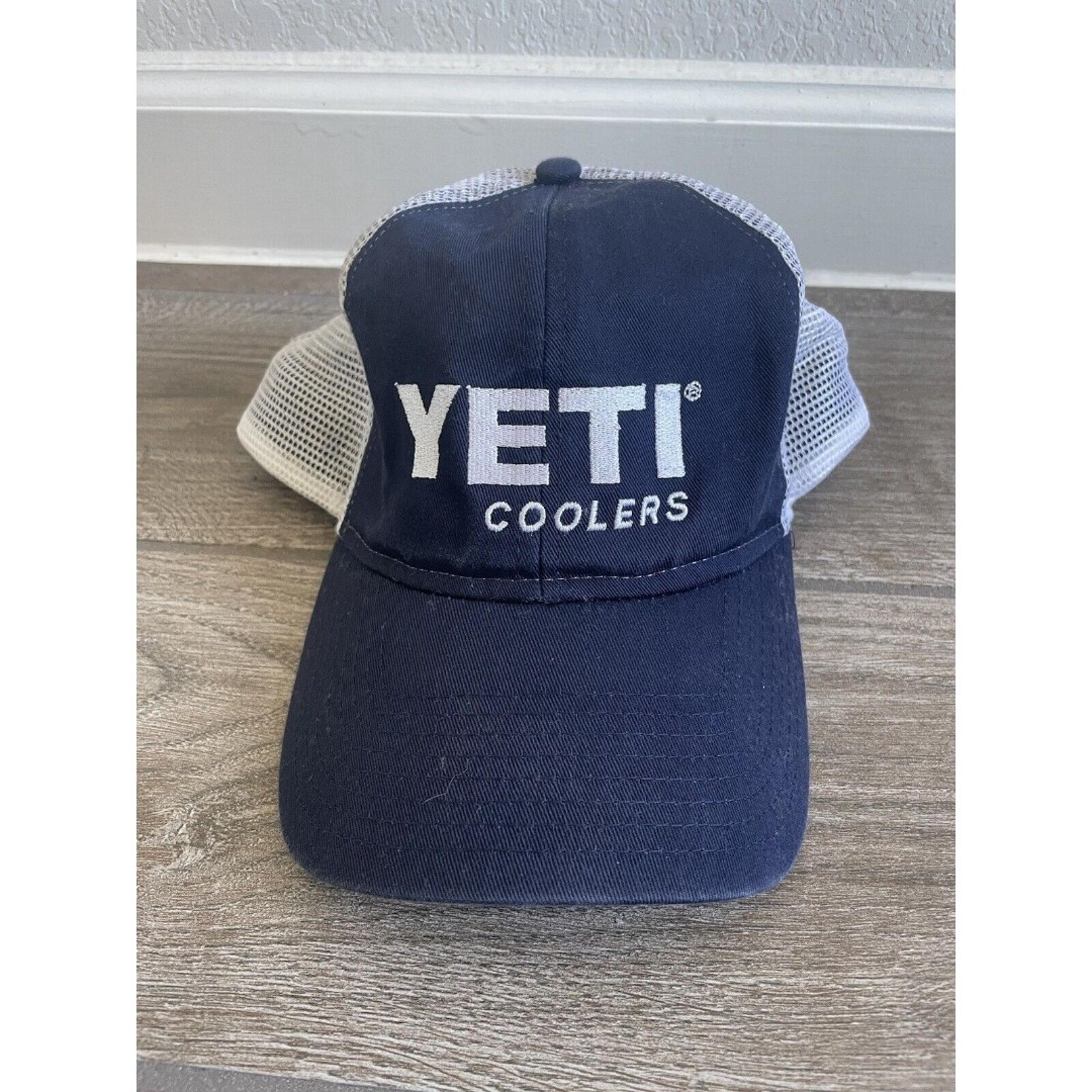 Yeti Cooler Hat Cap Mens OS Trucker Mesh Strap Back Adjustable Blue Outdoor