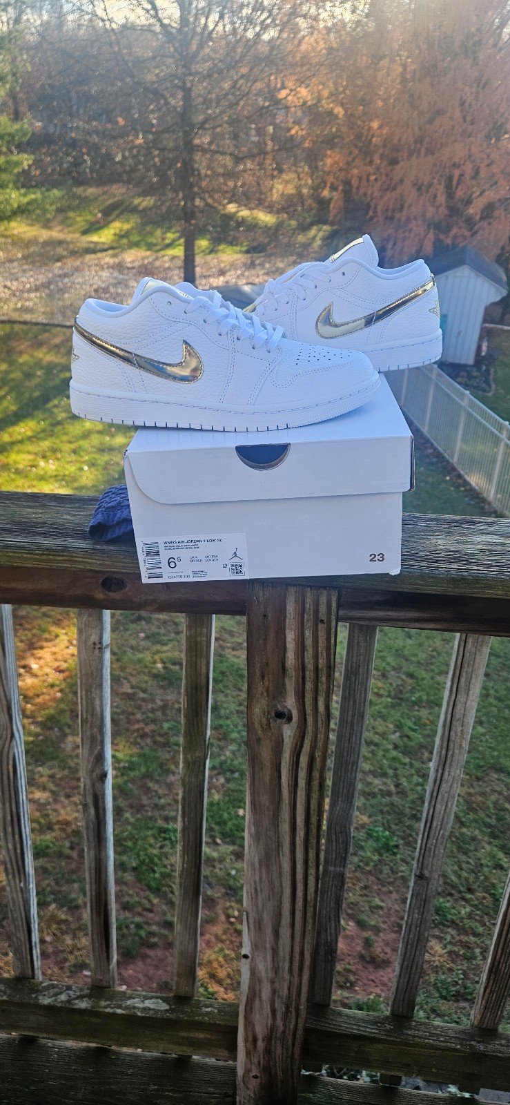 Size 6.5W- Nike Air Jordan 1 Low SE Women's White 'Metallic Gold'