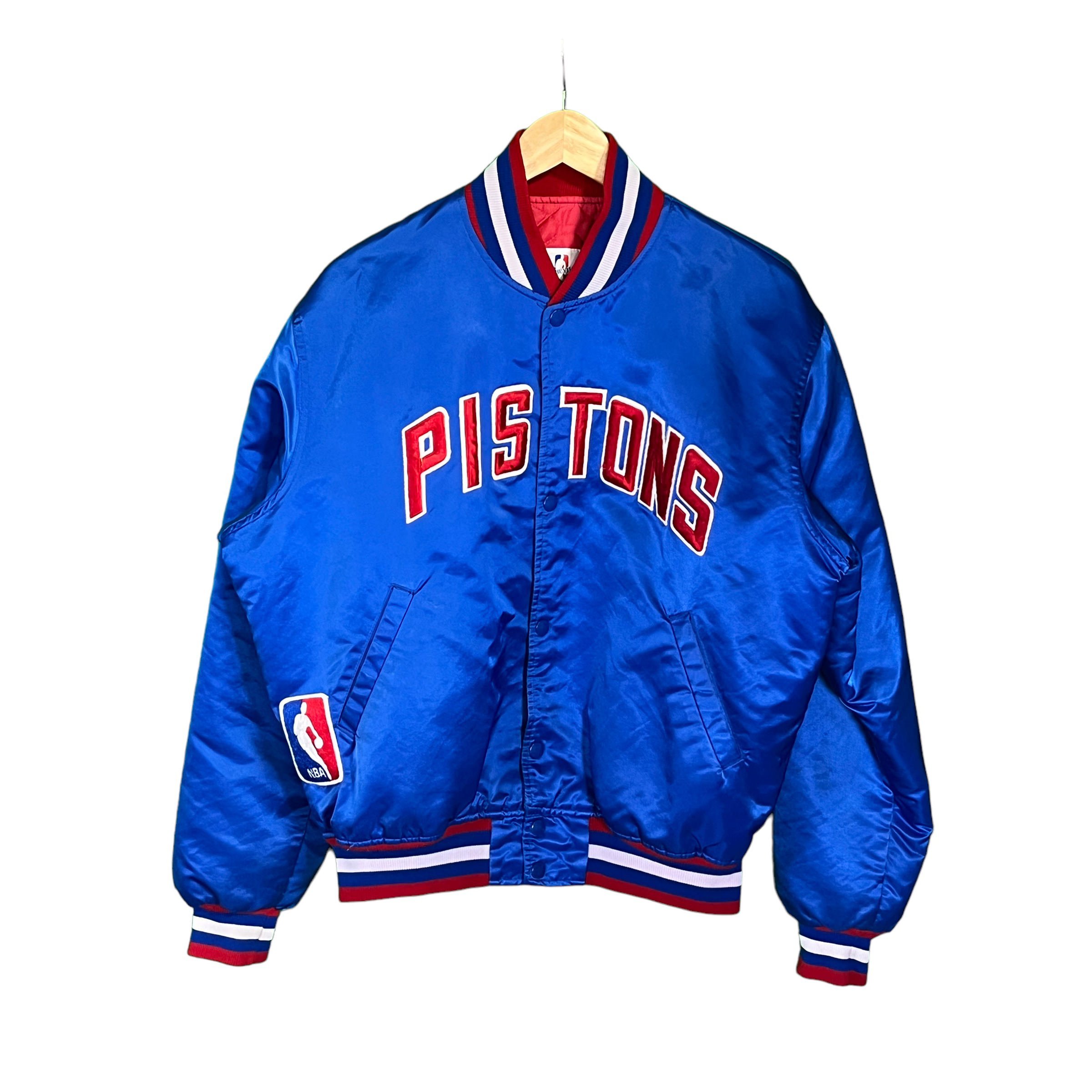 Vintage 80's Starter Detroit Pistons Satin Bomber Jacket Size Large