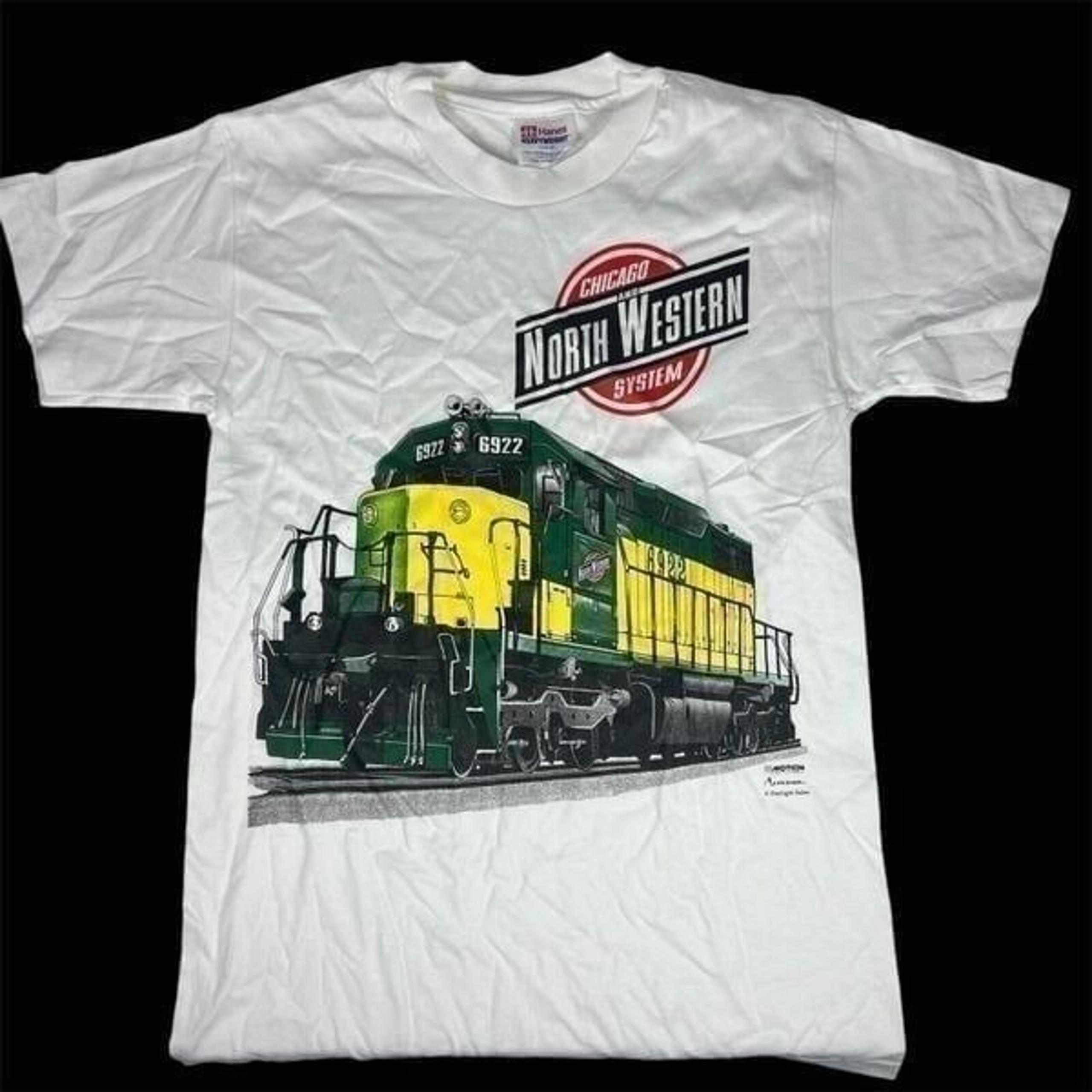 Chicago and Northwestern Train Authentic Railroad T-Shirt Tee Shirt Boys Size L