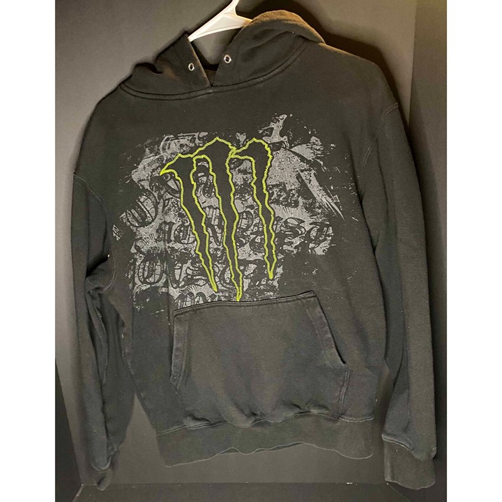Monster Energy Mens S Black Sweatshirt Pullover Hoodie Logo Official Product Y2K
