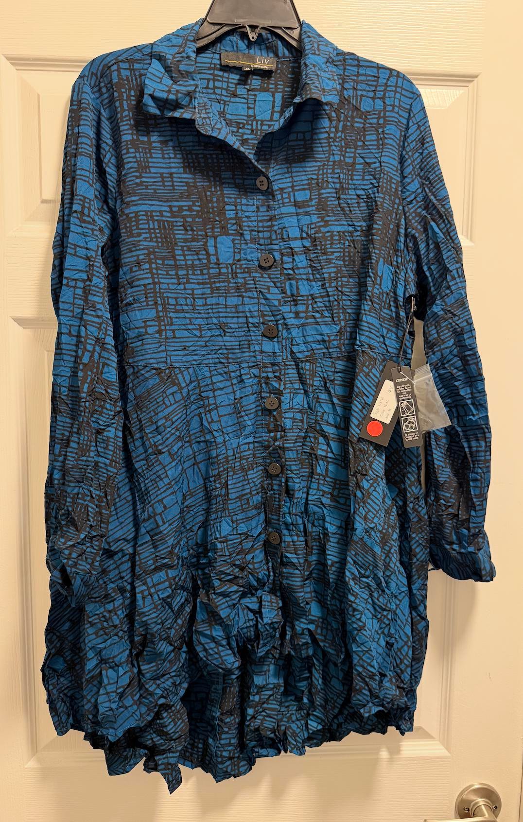 NEW Liv by Habitat Crinkle Tunic Blouse - Teal, Size XL