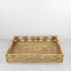 New Swirly Rectangle Rattan Extra Large Tray with Handles-Natural-20