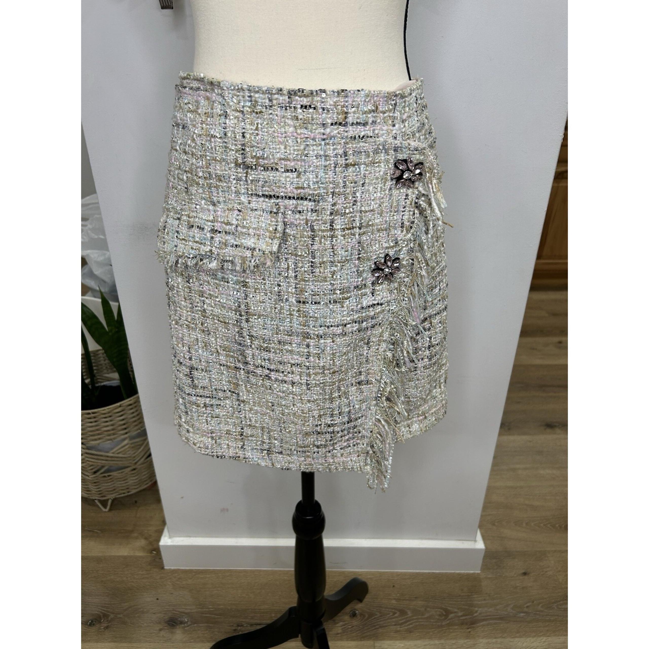 ZARA WOMAN WRAP TWEED MINI SKIRT OFF-WHITE VINTAGE STYLE Soft Pink Color