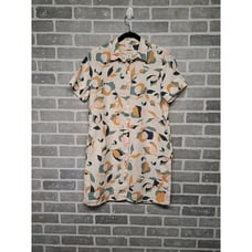 Rachel Zoe 100% Linen Multicolor Button Down Pockets Shirt Dress Size Small