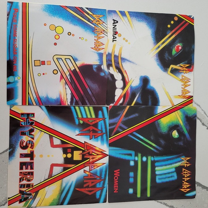 Def Leppard 4 Vinyl records Animal, Hysteria, Women and Pour Some Sugar on Me