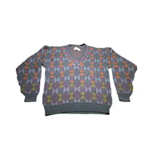 Vintage 90s essay by Linda larson multicolor knit v neck sweater size M