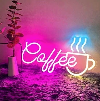 Lovely Bright Pink Hot Coffee Mug LED Night Light Room Wall Decoration