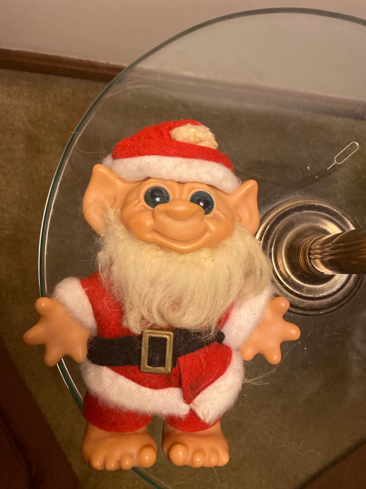 Vintage 1960’s RARE Santa troll bank in felt Santa suit.