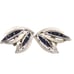 Vintage Crown Trifari Earrings, Brushed Silver Tone and Sapphire Blue Crystal