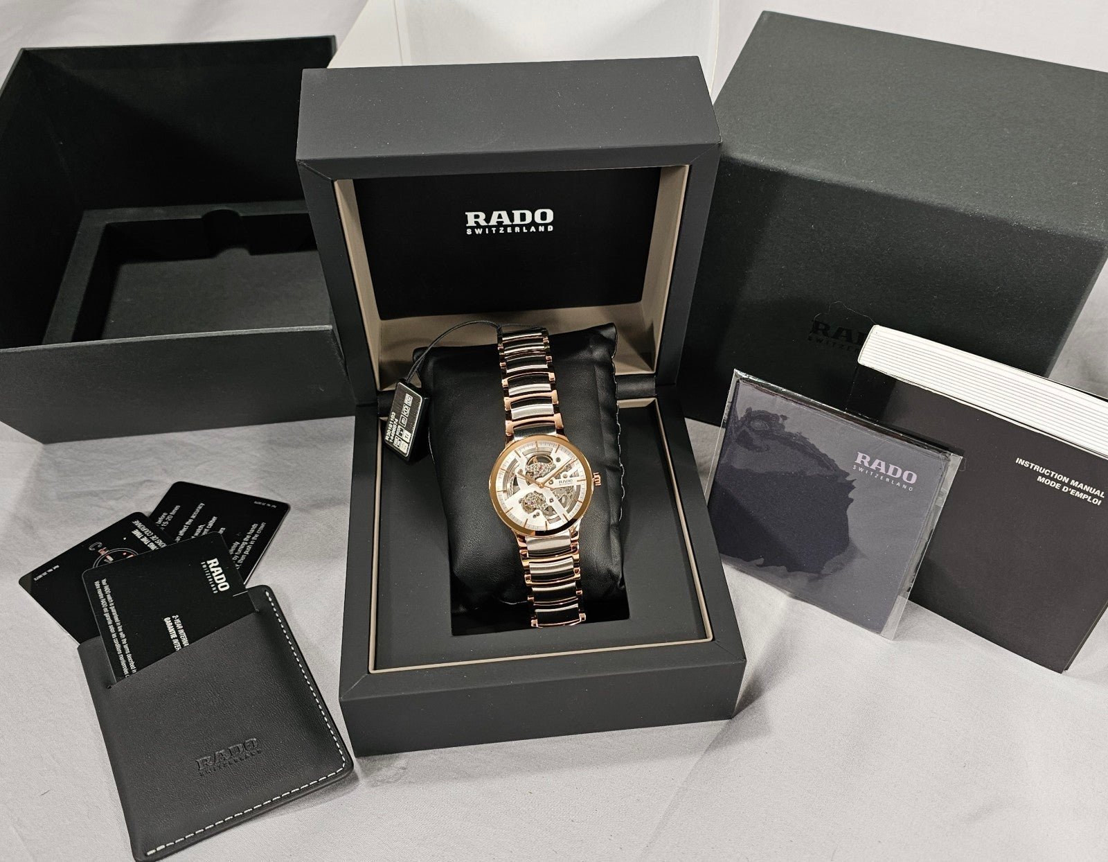 RADO Centrix Automatic Silver and Rose Gold Skeleton Dial Men's Watch R30181103