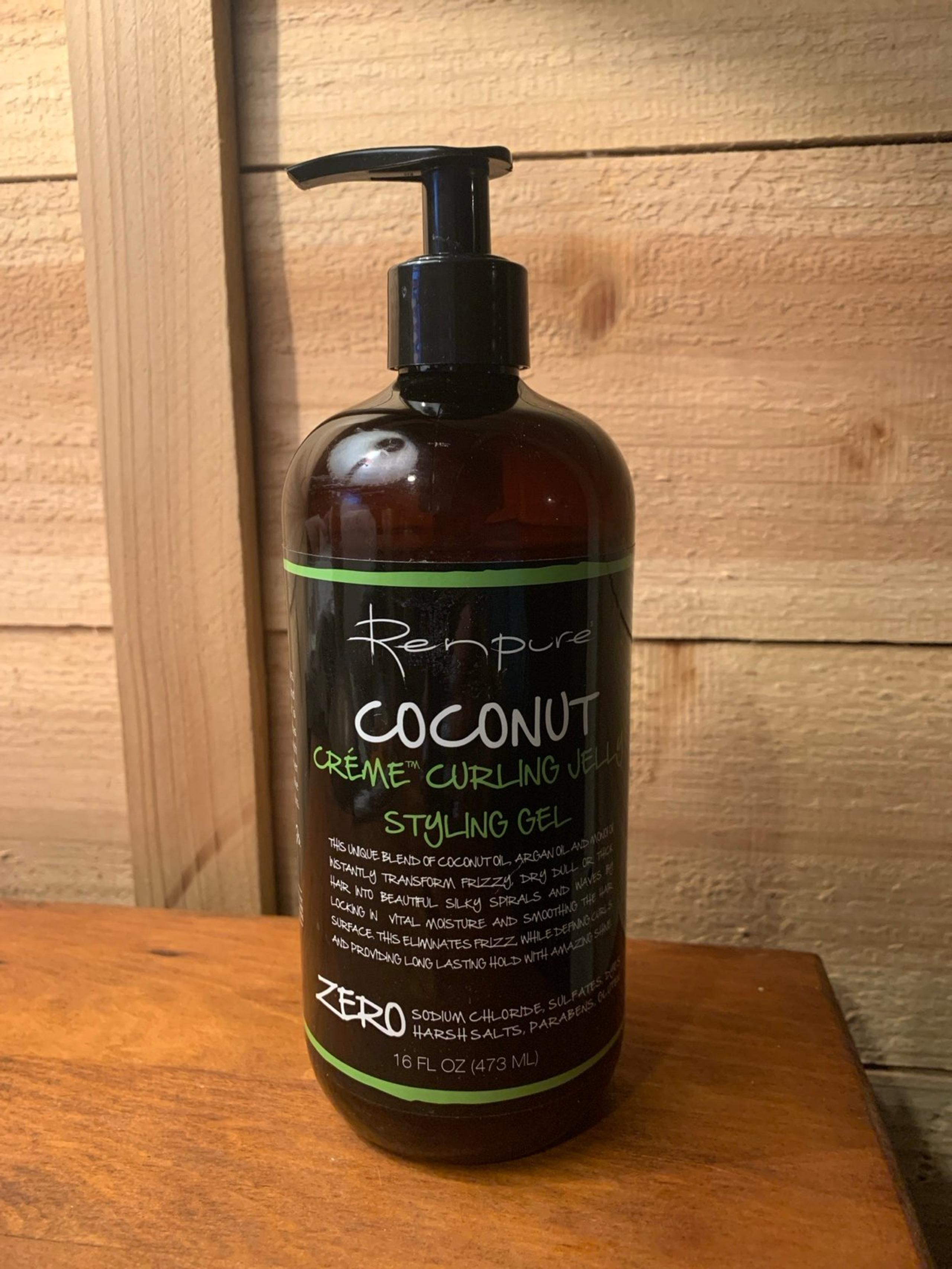Renpure Coconut Crème Curling Jelly Styling Hair Gel Pump 16fl oz 85% full. USA