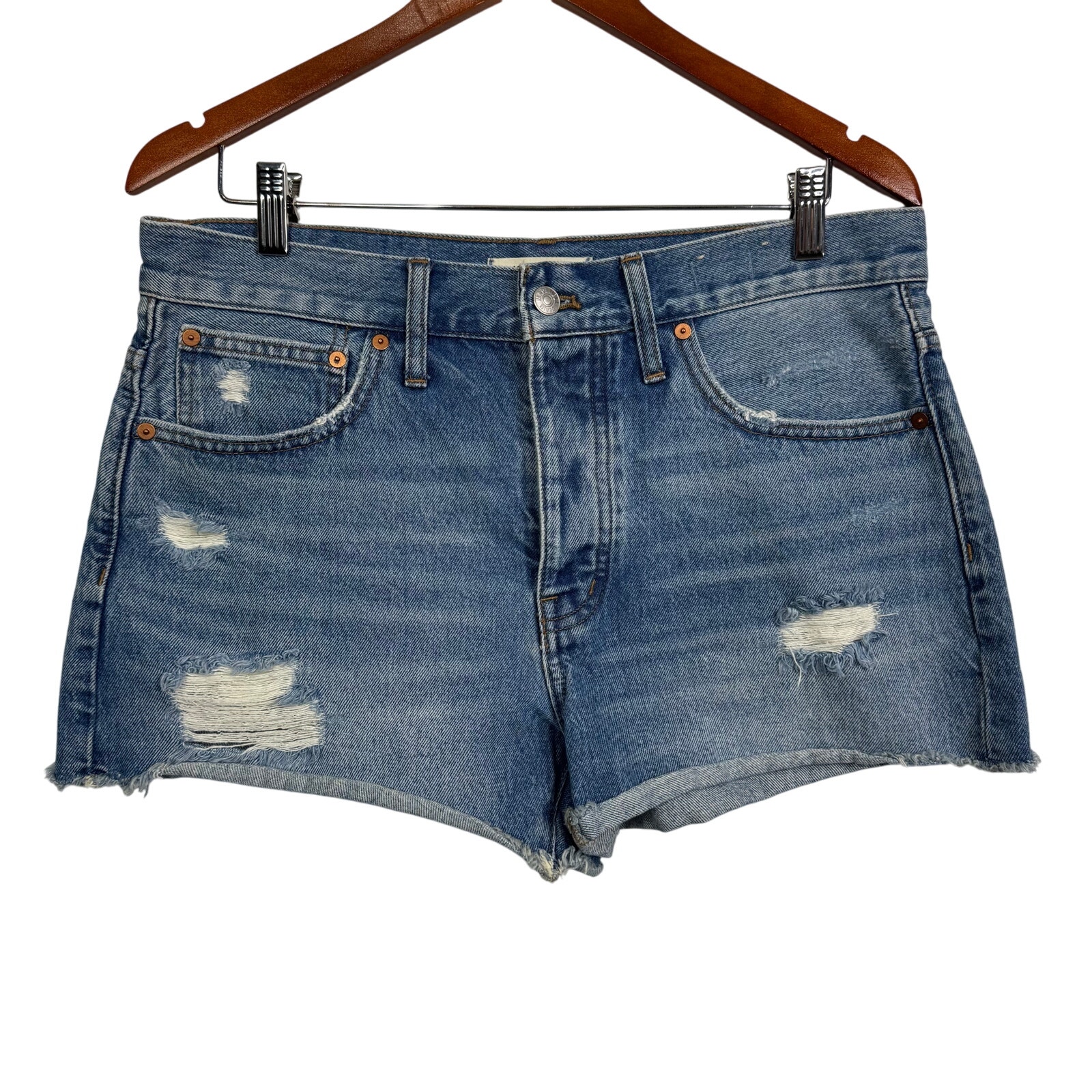 Madewell Relaxed Denim Shorts in Homecrest Wash: Ripped Edition Size 27