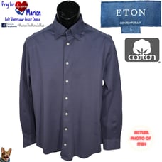 ETON Contemporary L Solid Purple Cotton Knit Button Up Hidden Button Down Collar