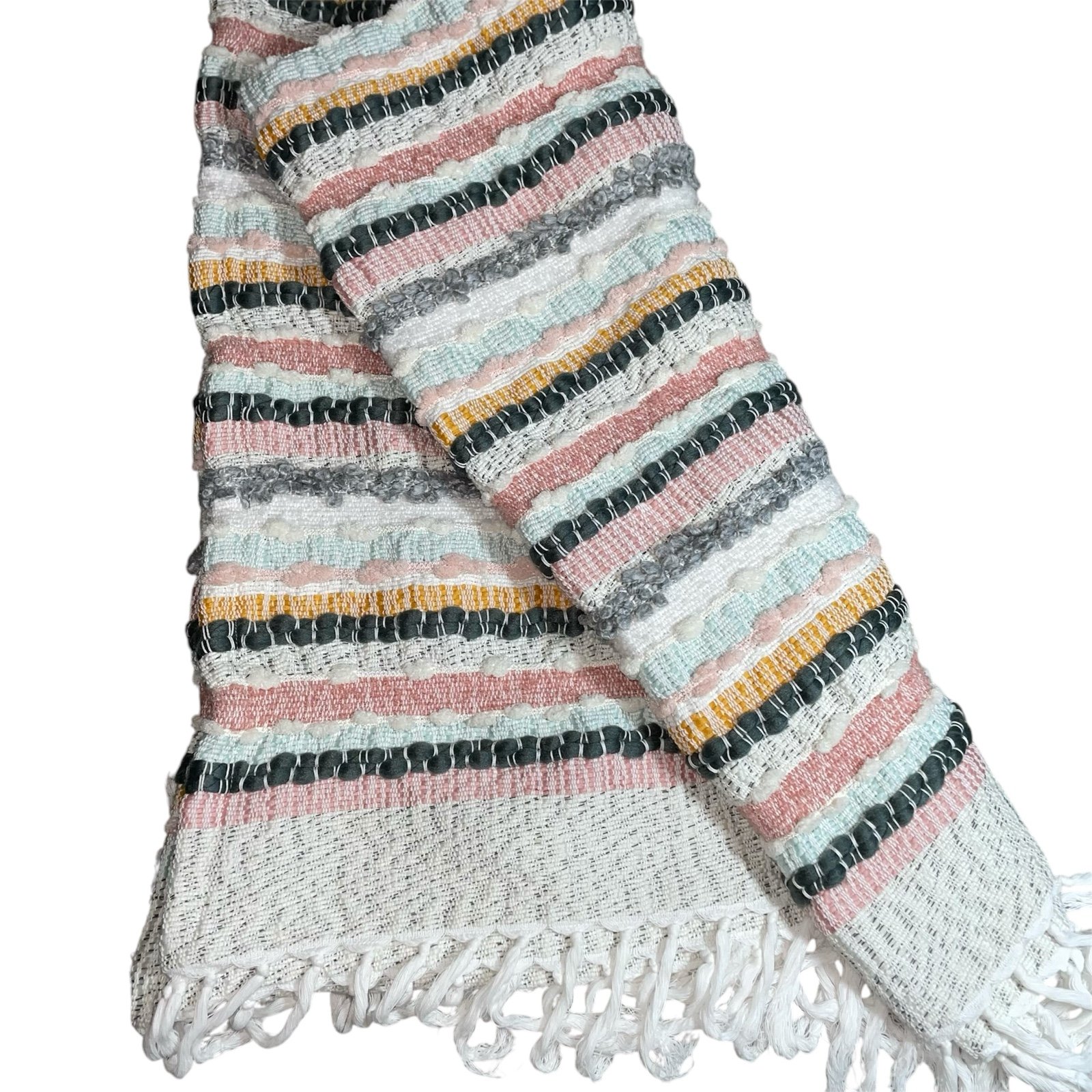 London Kaye Hand Woven Textured Bohemian Hippie Decorative Throw Afghan Blanket