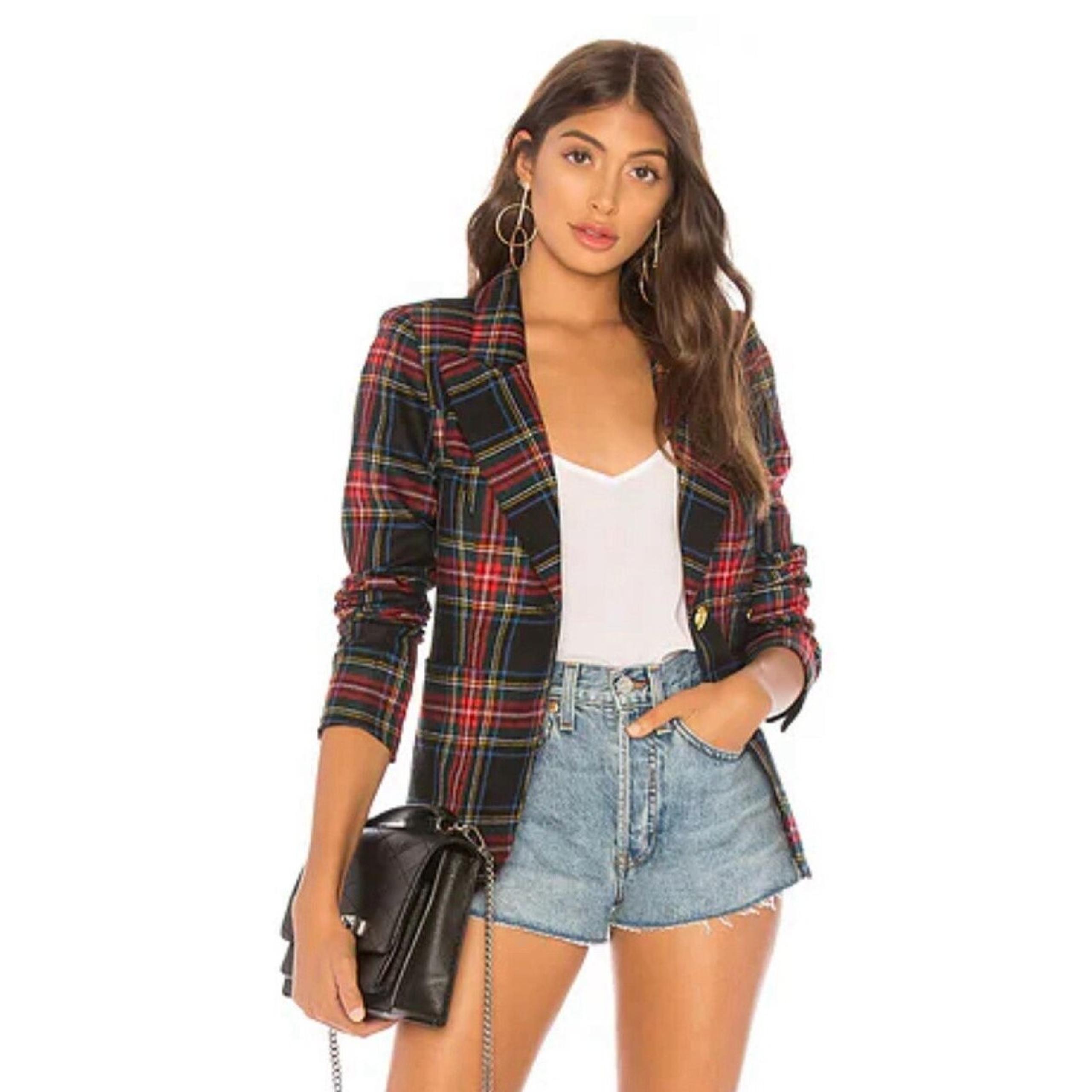 Patch Pocket Duchess Blazer Wool Jacket Plaid Red Black Tartan Holiday - Smythe