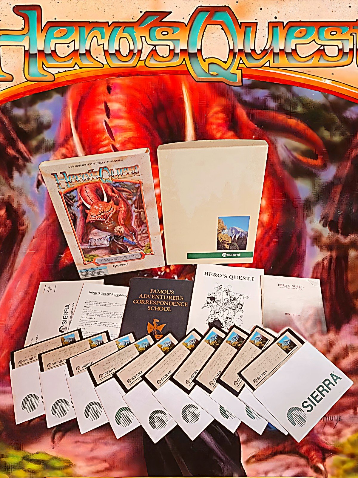 Hero's Quest So You Want To Be A Hero PC Sierra With Hint Book