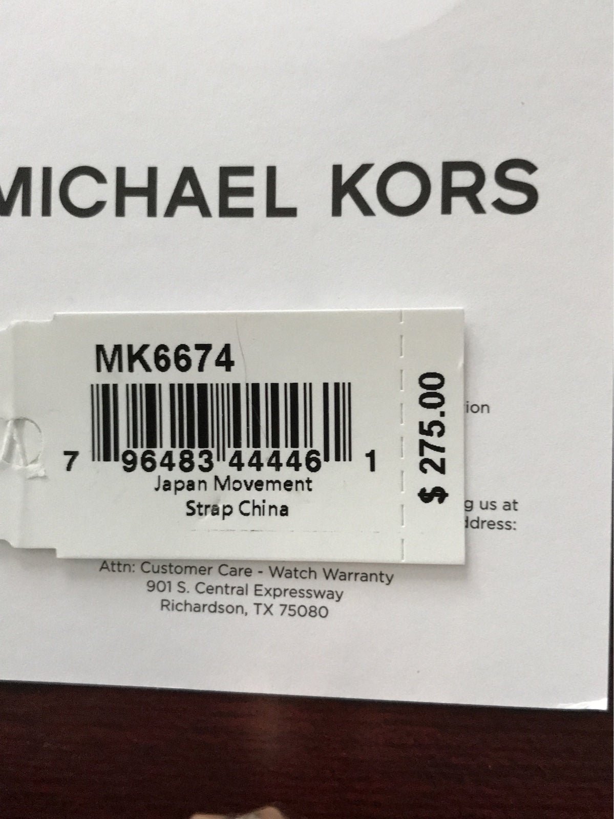 MK watch NWT 125