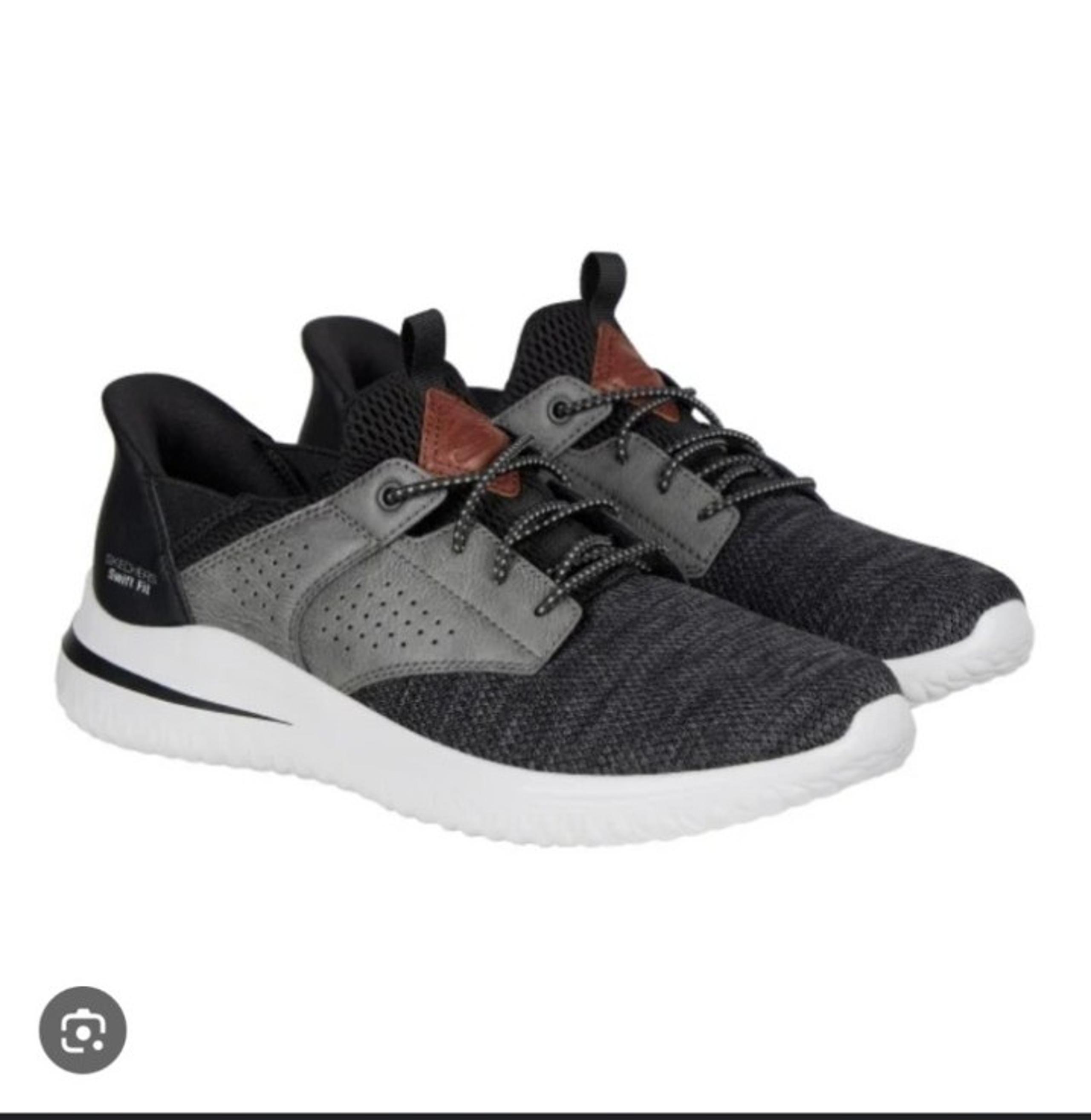 Skechers Black and Gray Sneakers with Knit Upper and Sleek Design