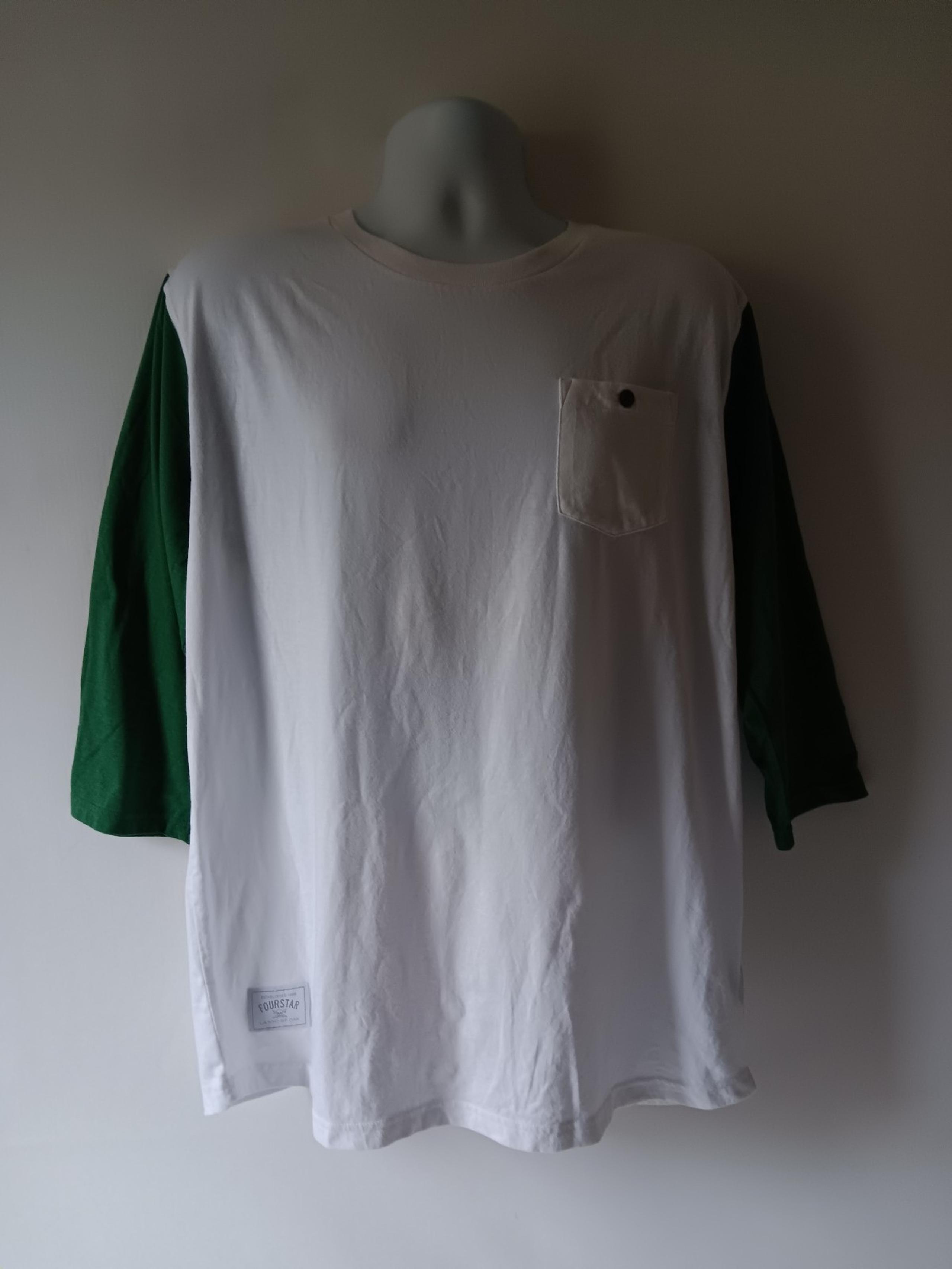 Four Star men's green/white long-sleeve cotton shirt size XL