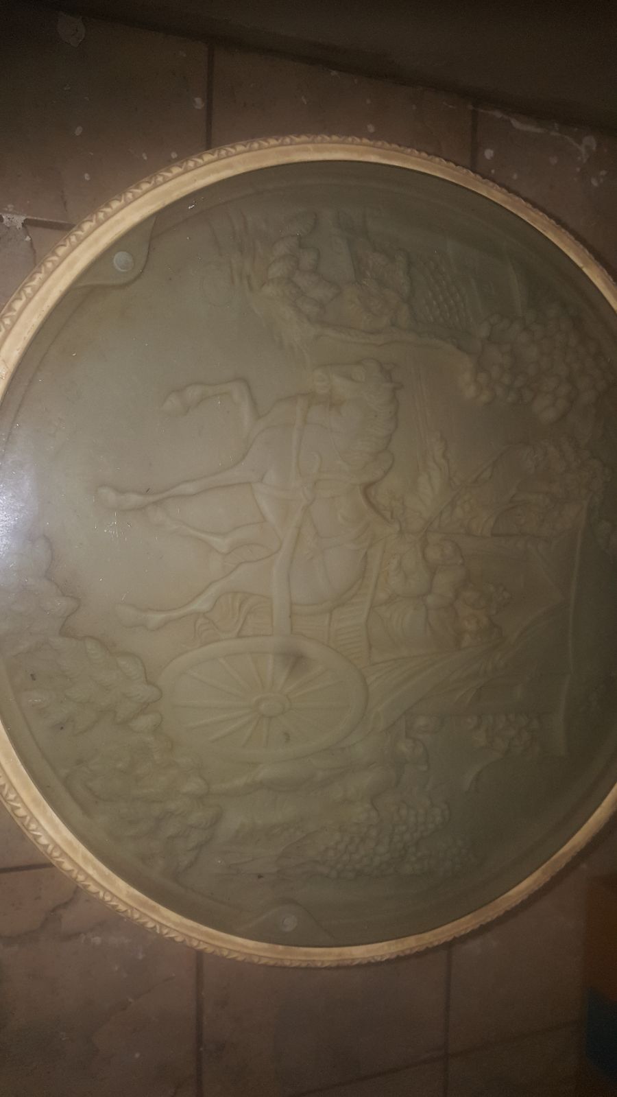 Vintage Asian heavily carved circular st