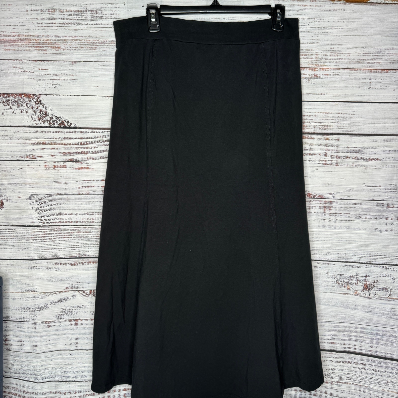 J. Jill Perfect Pima Black Midi Skirt Pull On Stretch Comfort Minimalist Med