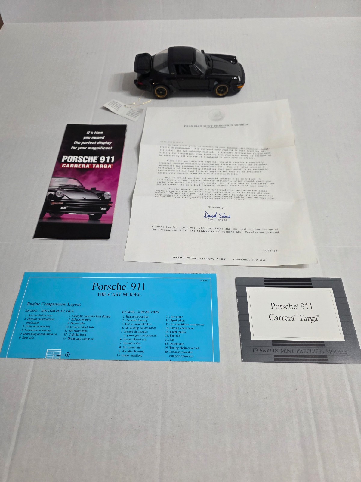 1992 Franklin Mint 1988 Porsche 911 Model Diecast Nice Detail NIB