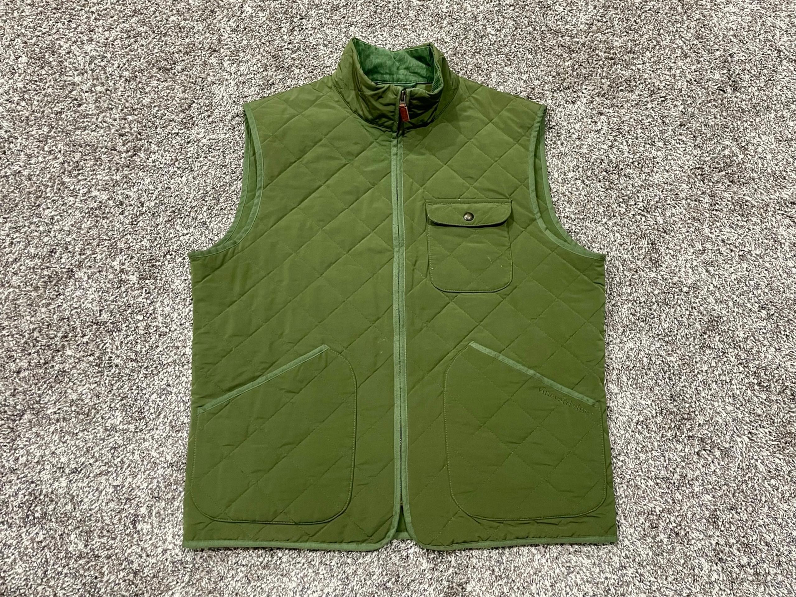 Men’s VINEYARD VINES Green Polyester Quilted Vest - Size Large