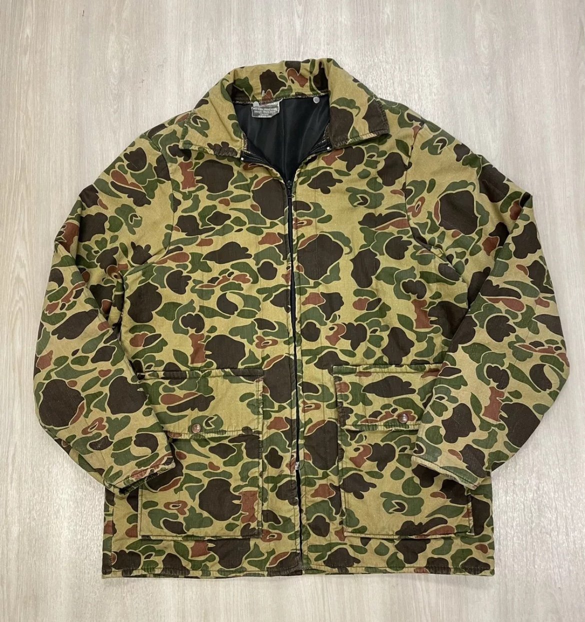 Vintage Red Head Field Jacket Brown Camo Cotton Canvas Duck Hunting Mens Medium