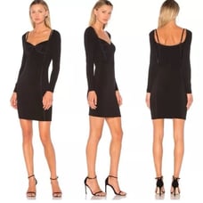 New T by Alexander Wang bustier dress long sleeve bodycon fitted black 2