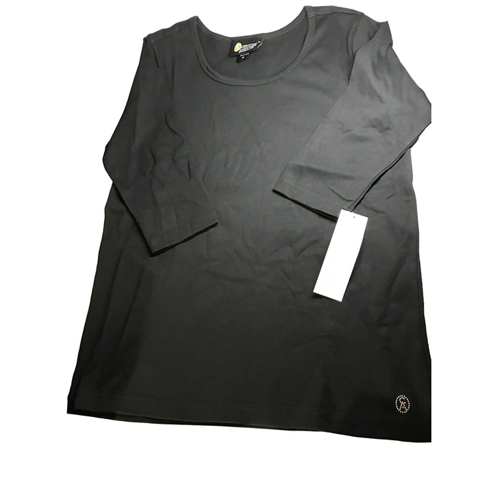 Christine Alexander Medium Black Cotton Shirt Top Yoga Dance Gym Work School