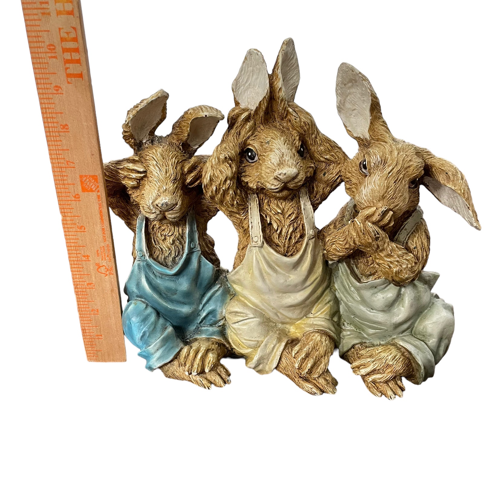 Chrisdon Three Bunnies See No Evil Hear No Evil Speak No Evil Rabbit Figure