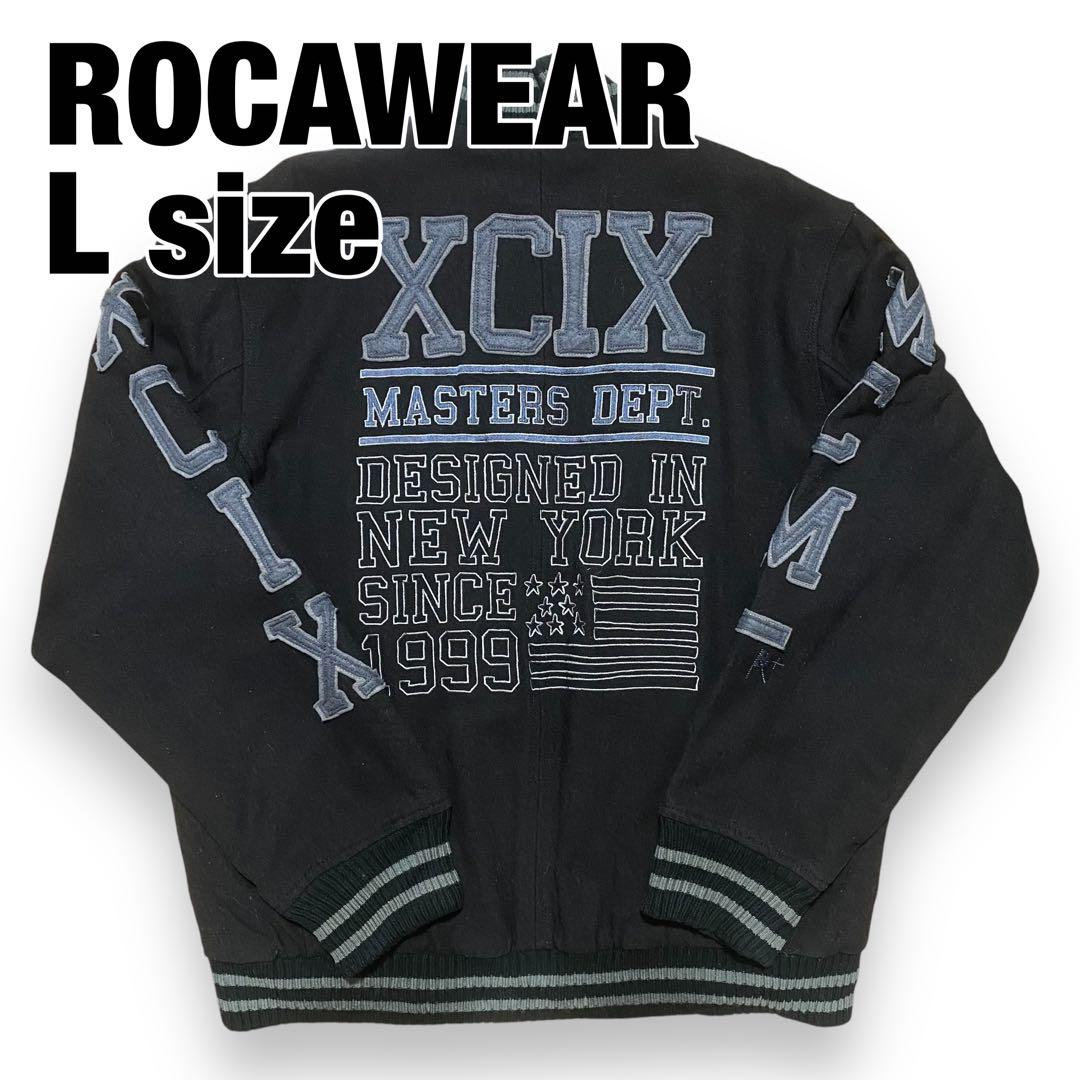 ROCAWEAR Embroidered Patch Varsity Jacket B-Boy Y2K Street