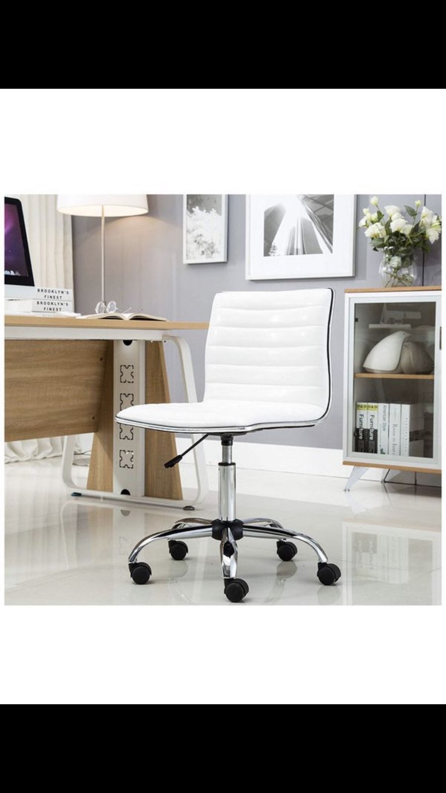 White desk chair vanity office chair