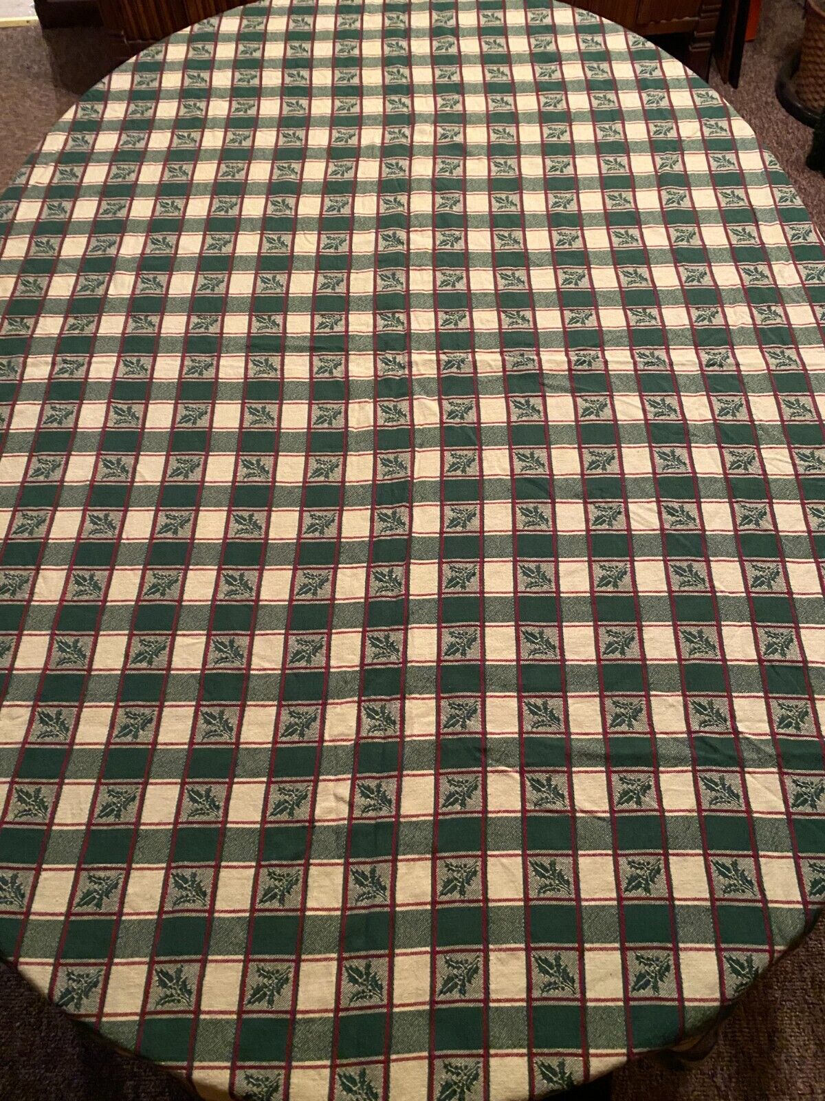 CountryCore Holiday Christmas Napkins Tablecloth Oval 74”x 54” Hemmed Edges