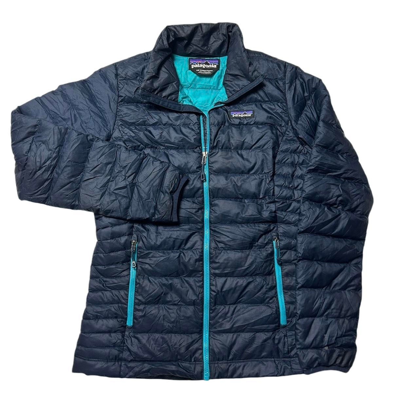 Patagonia Goose Down Sweater Navy Blue Zip Puffer Jacket Womens XS