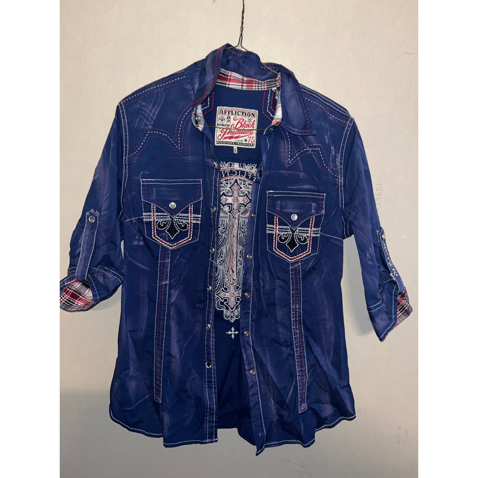 Affliction black premium button up womens medium blue