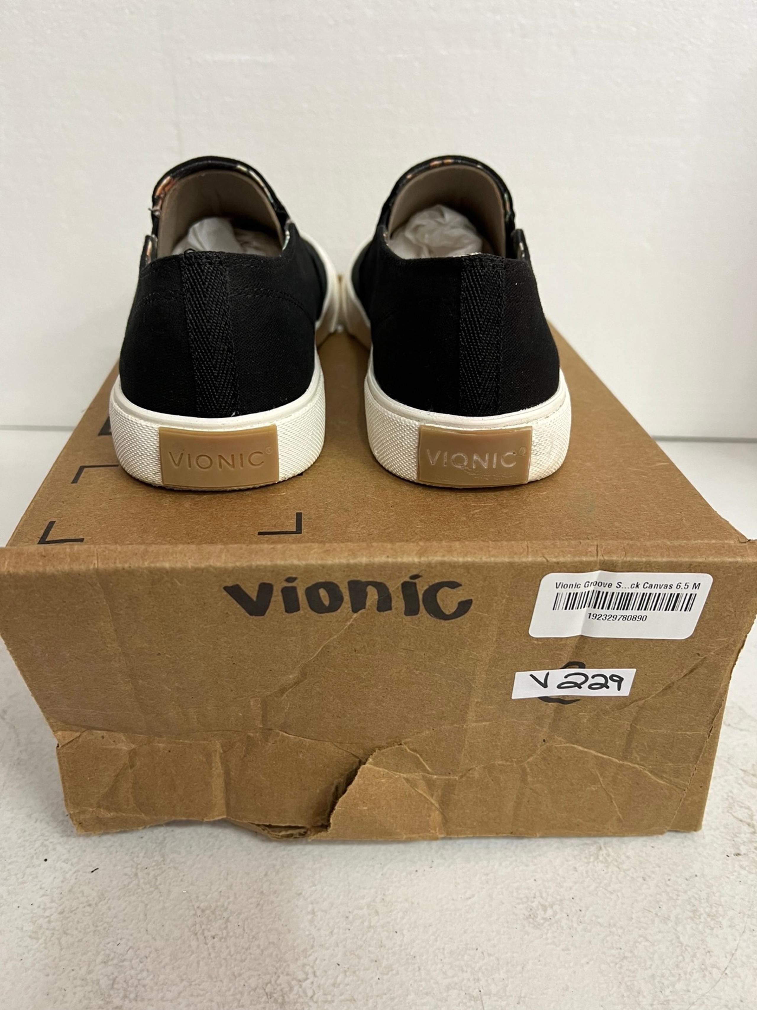 Vionic Groove Women’s Slip-On Canvas Sneakers - Black - Size: 6.5 M