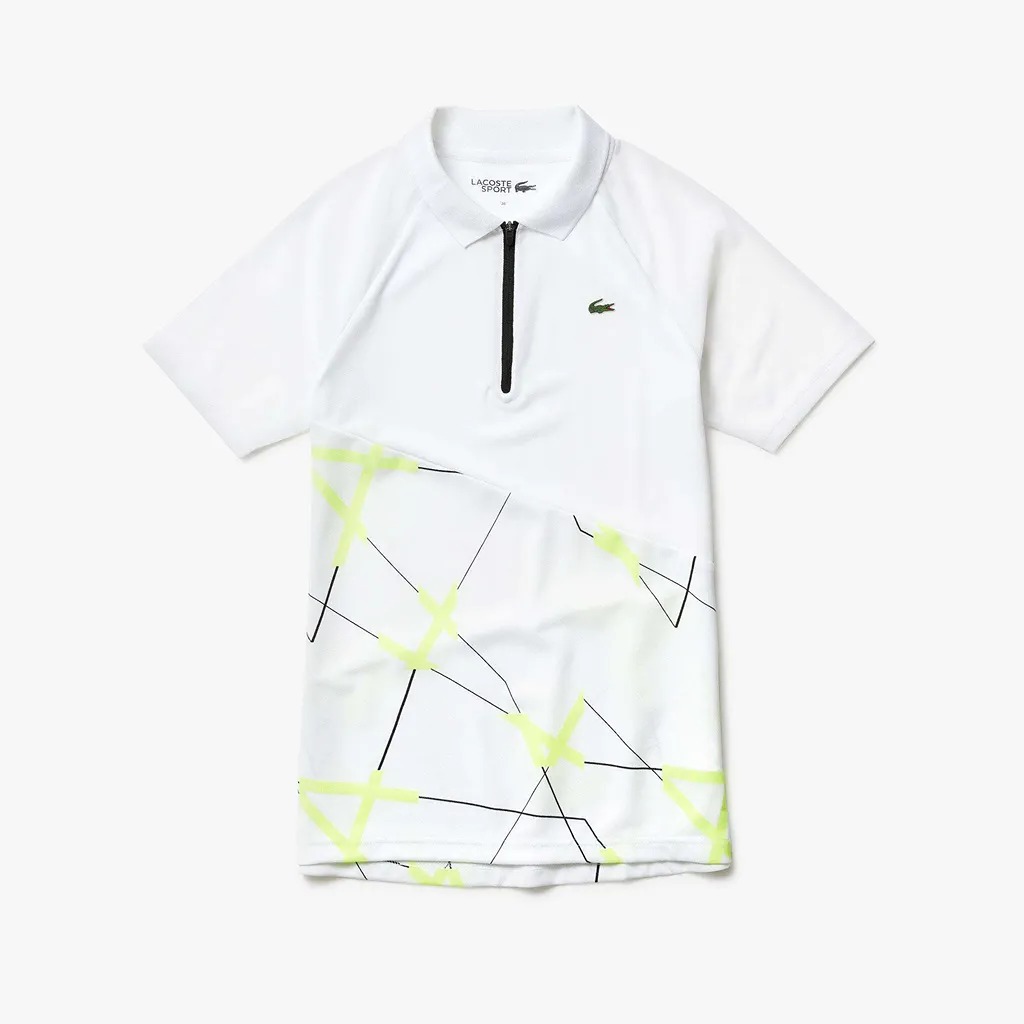 LACOSTE Women's Sport Geometric Print Breathable Tennis Polo Size 36-4