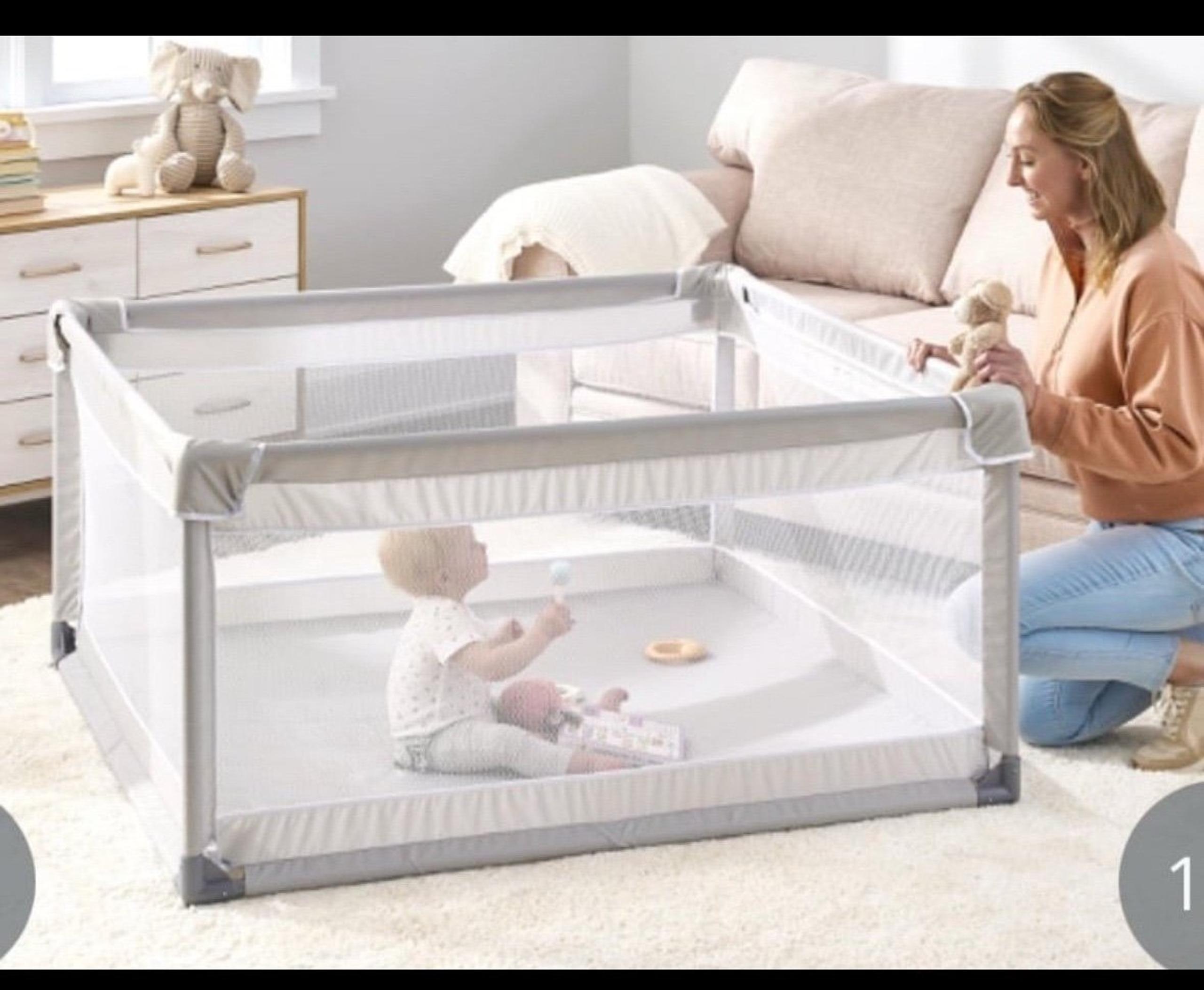 Regalo Soft Sided Playpen For Babies And Toddlers, Award Winning Brand Gray Mesh