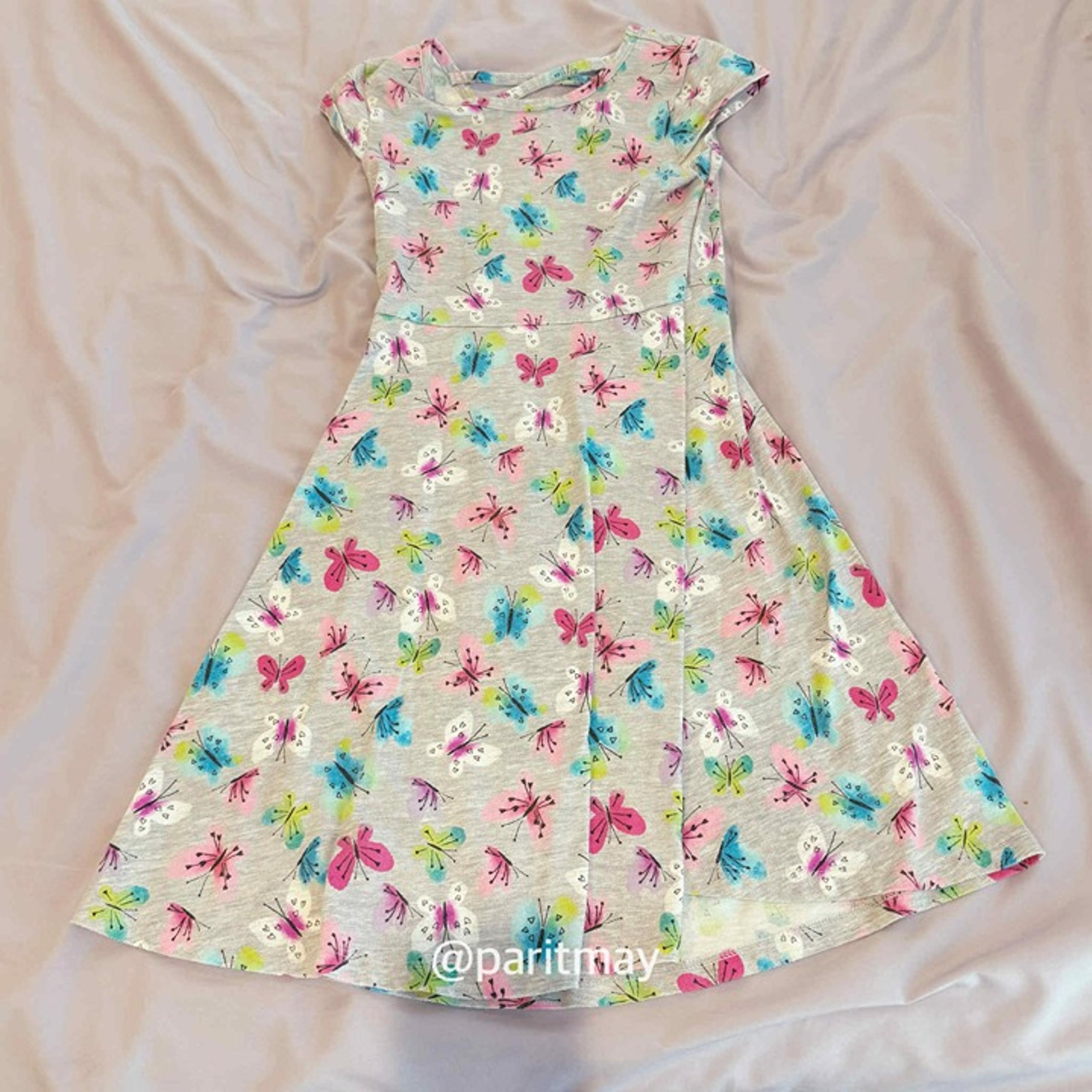 Jumping Beans Girls Butterfly Print Fit & Flare Dress Size 7 (EXCELLENT)