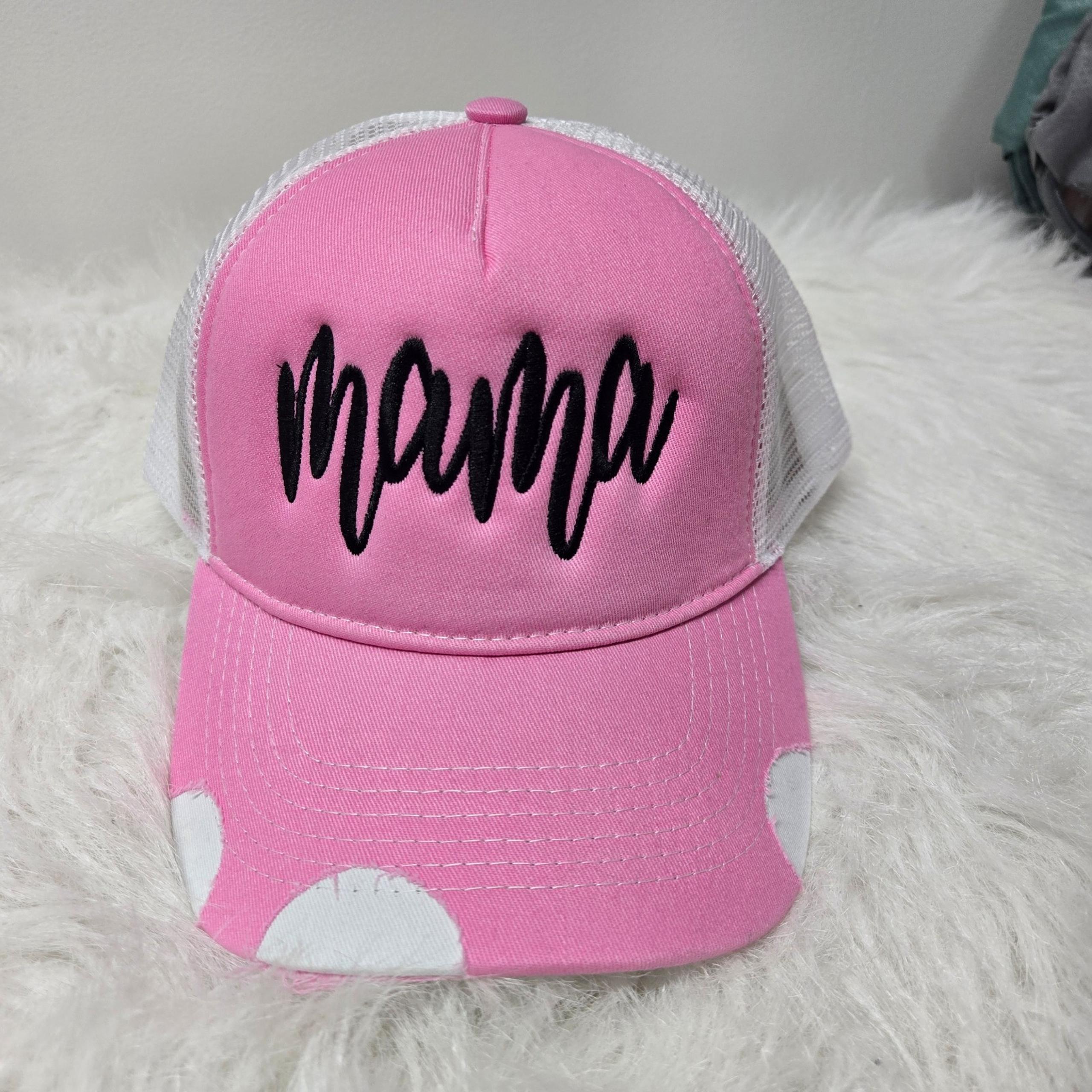 Distressed Embroidered Mama Foam front trucker hat